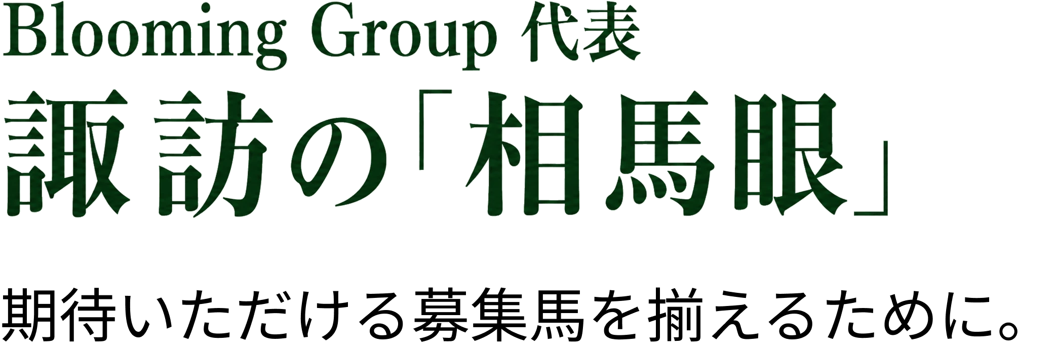 Blooming Group 代表 諏訪の『相馬眼』 期待いただける募集馬を揃えるために。